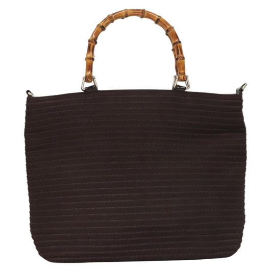 Gucci Vintage Bamboo Handle Tote Nylon, BROWN, SYNTHETIC, Tote bag