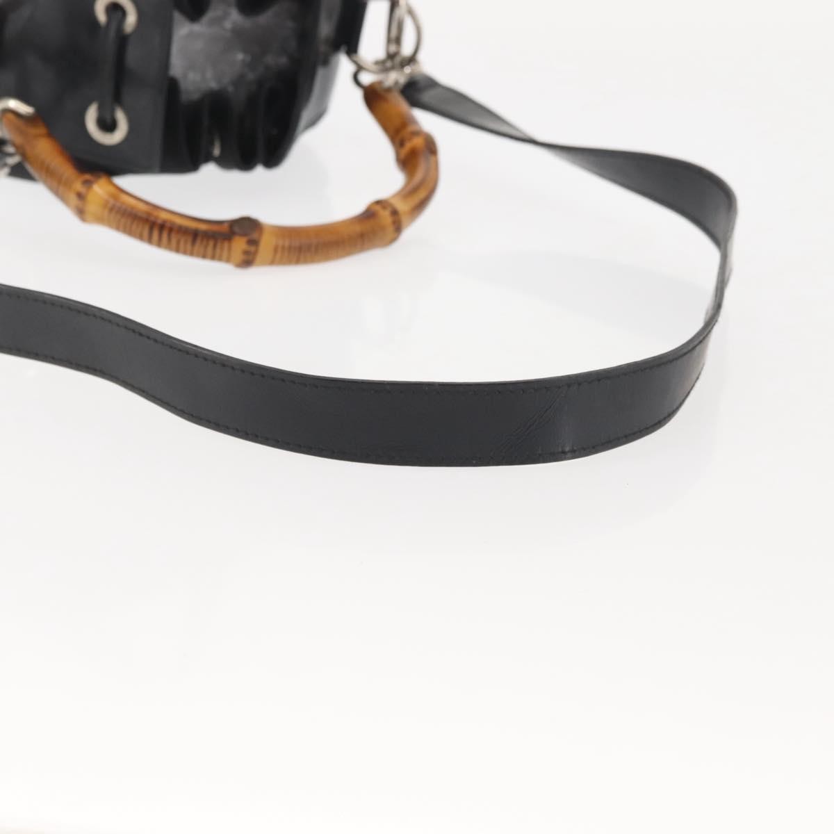 Gucci Vintage Bamboo Bucket Bag Nylon and Leather, BLACK, NYLON, Bag