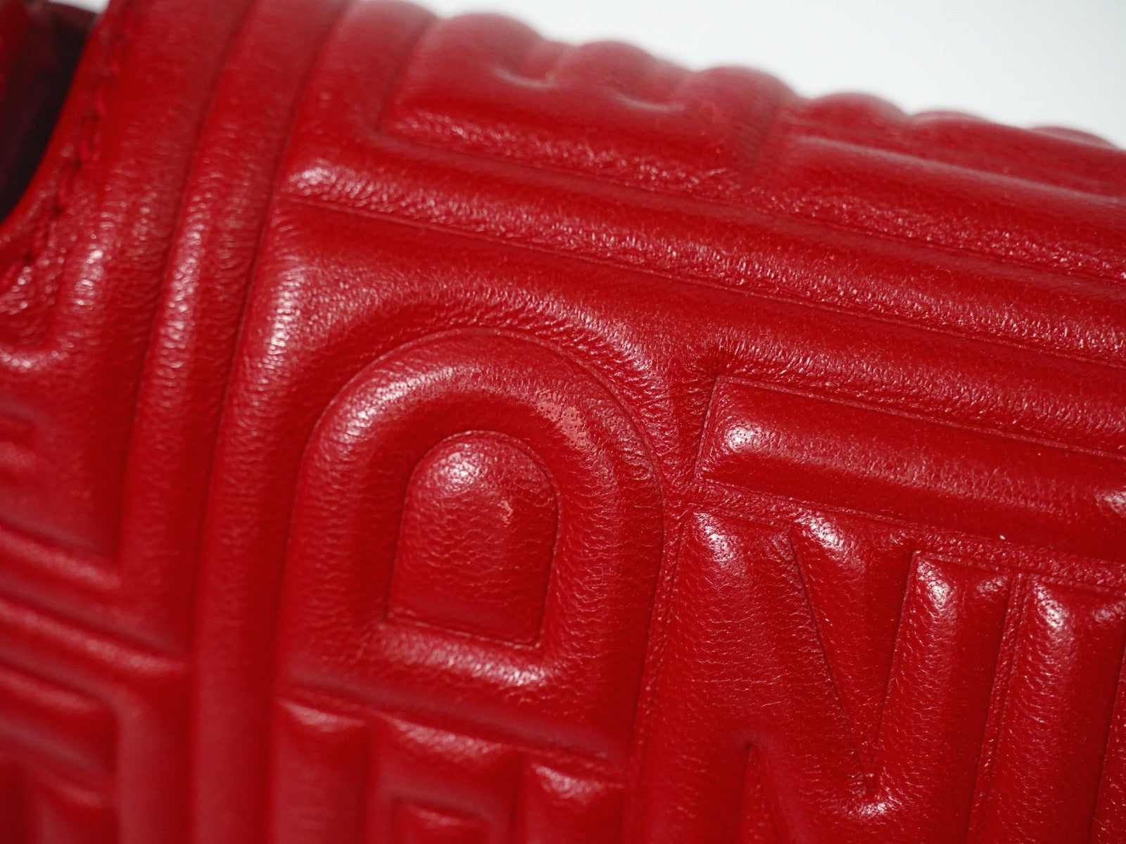 Fendi Mamma baguette Leather, Red, Leather, Handbag