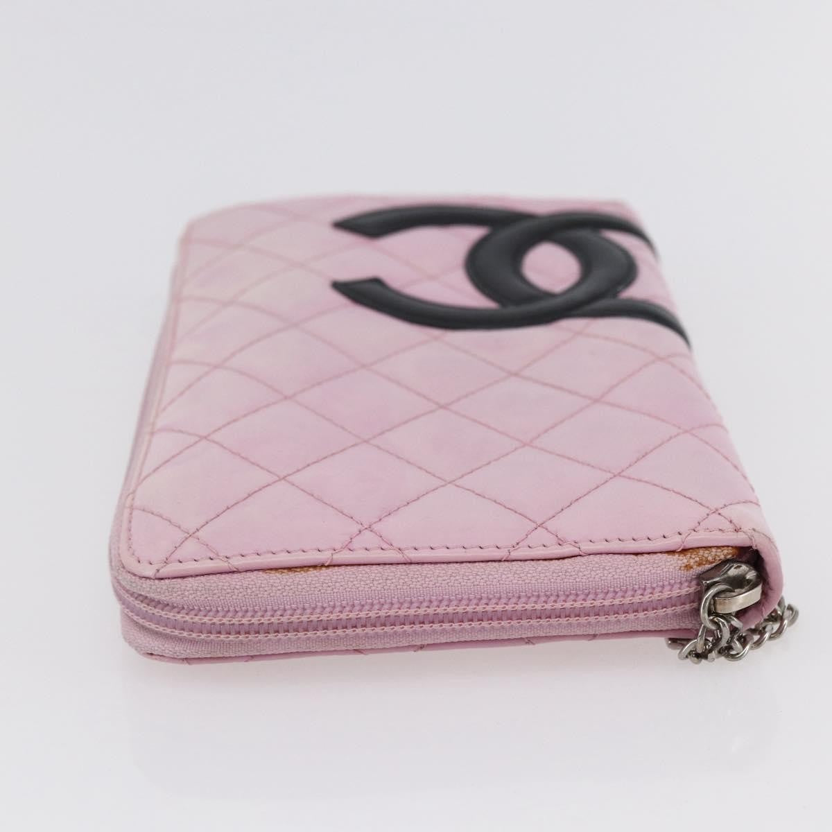Chanel Cambon Zip Around Wallet Quilted Lambskin, PINK, LEATHER, Wallets