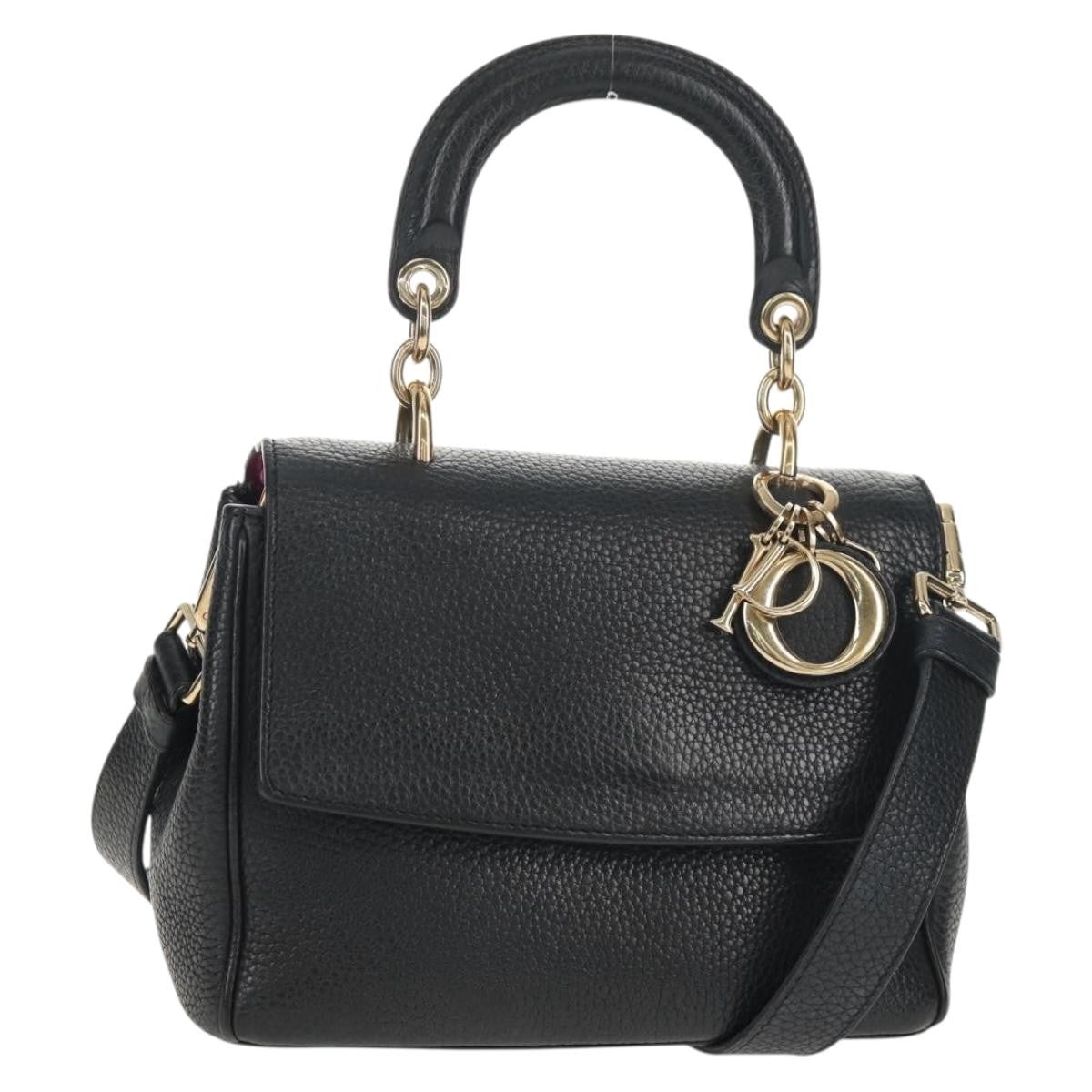 Christian Dior Lady Dior Bag Leather, BLACK, LEATHER, Handbag