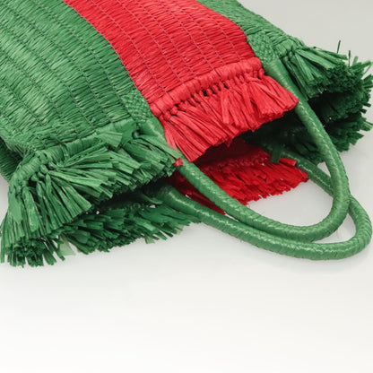 Gucci Cestino Tote Woven Raffia, GREEN, WICKER, Tote bag