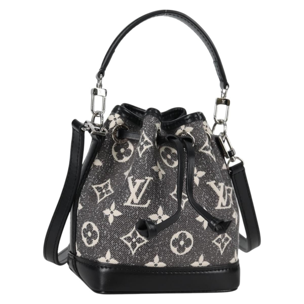 Louis Vuitton Noe NM Handbag Monogram Jacquard Denim, BLACK, CANVAS, Shoulder bag