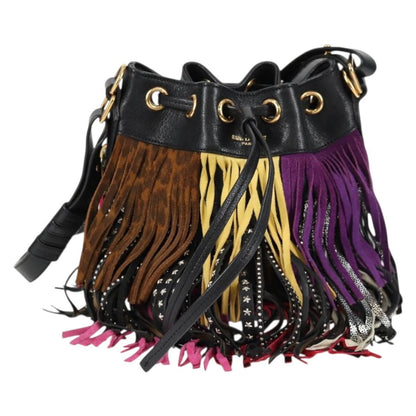 Saint Laurent Fringe Emmanuelle Bucket Bag Multicolor Leather, MULTICOLOUR, LEATHER, Shoulder bag