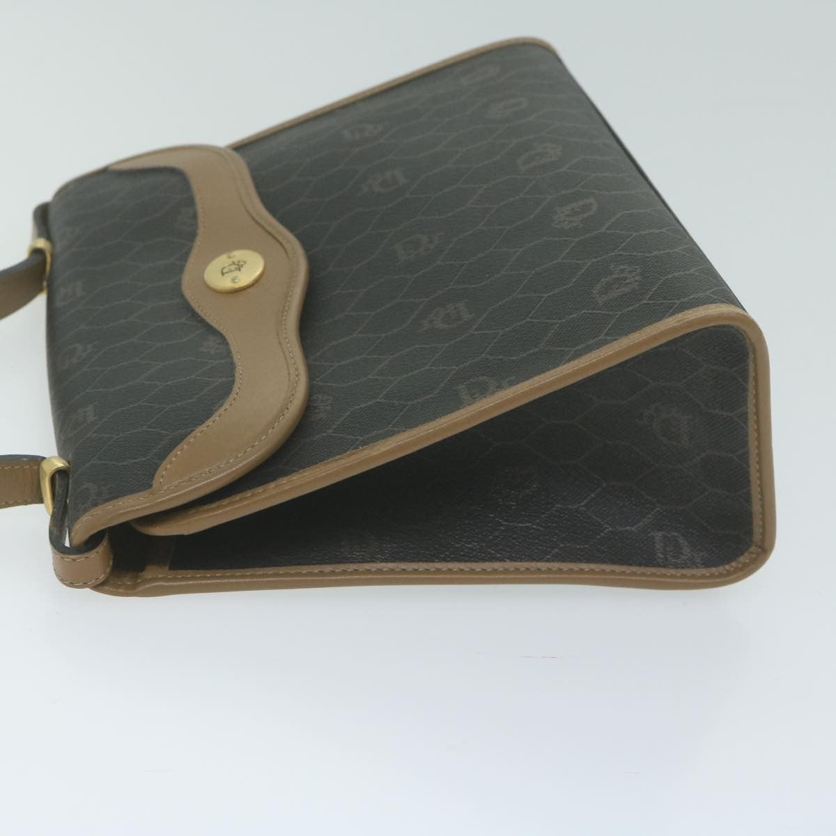 Christian Dior Vintage Honeycomb Handbag Canvas Leather, BLACK, CANVAS, Handbag