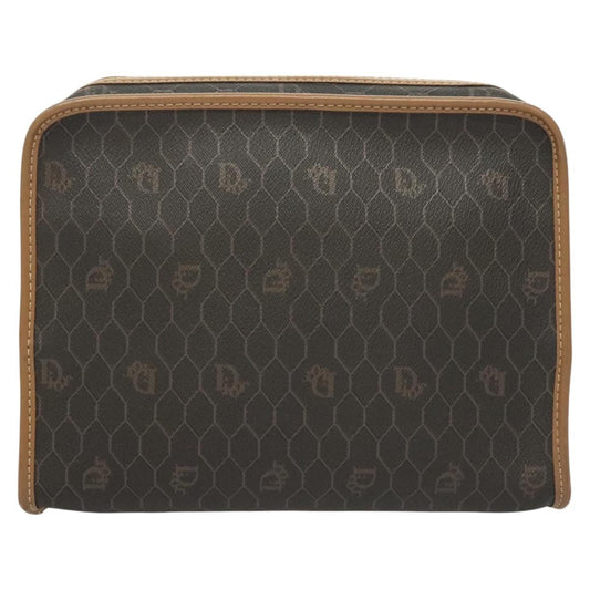 Christian Dior Vintage Honeycomb Zip Pouch Coated Canvas, BLACK, PVC,CANVAS, Clutche & pouche