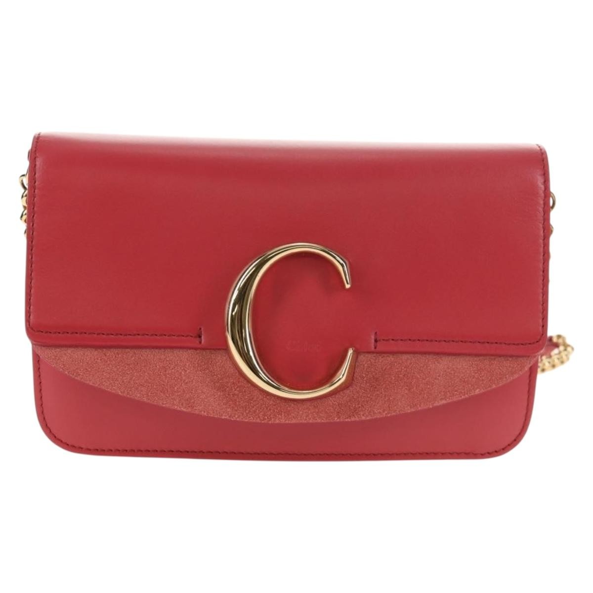 Chloe C Chain Clutch Leather, PINK, LEATHER, Clutche & pouche