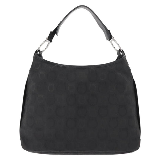 Salvatore Ferragamo Vintage Gancini Convertible Top Handle Bag Canvas, BLACK, CANVAS, Shoulder bag