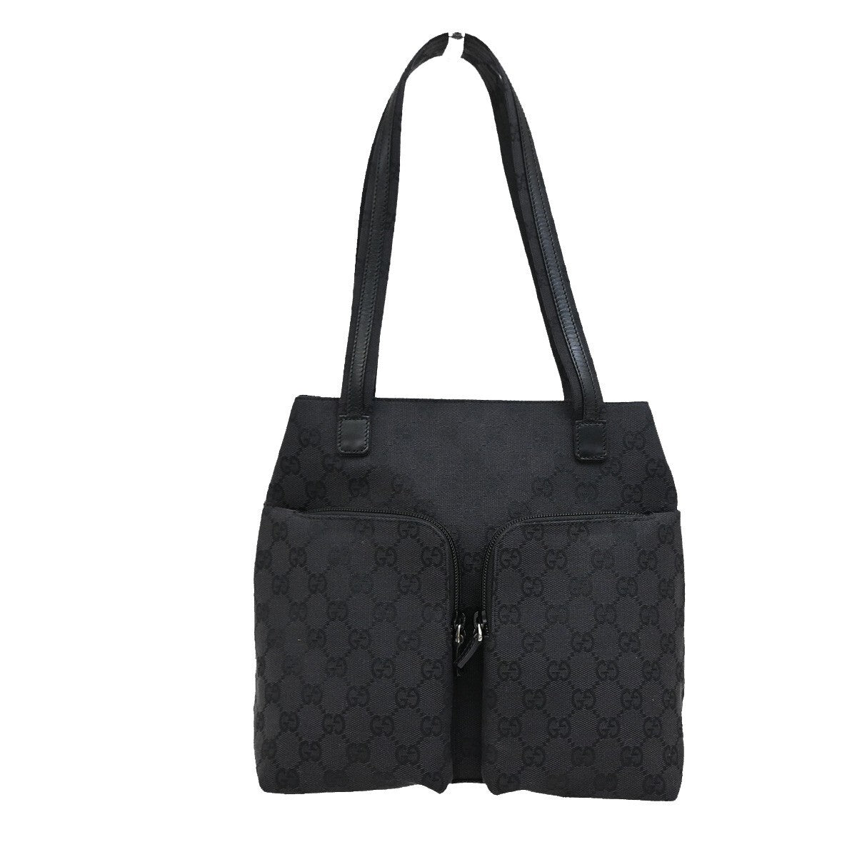 Gucci Double Pocket Tote GG Canvas, BLACK, CANVAS, Shoulder bag