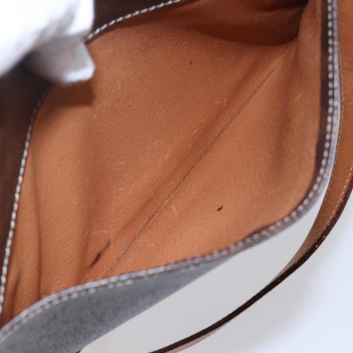 Celine Vintage Macadam Circle Logo Shoulder Bag Canvas and Leather, BROWN, CANVAS, Shoulder bag