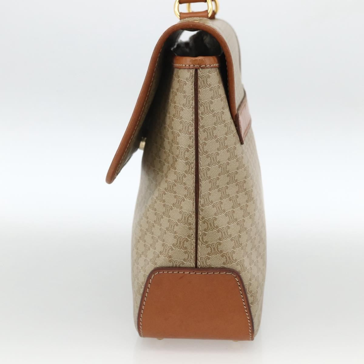 Celine Vintage Macadam Handbag Canvas and Leather, Beige, Canvas, Handbag