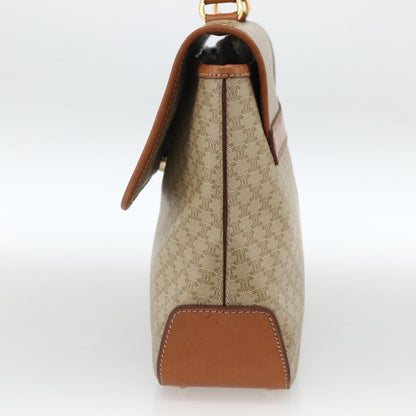 Celine Vintage Macadam Handbag Canvas and Leather, Beige, Canvas, Handbag