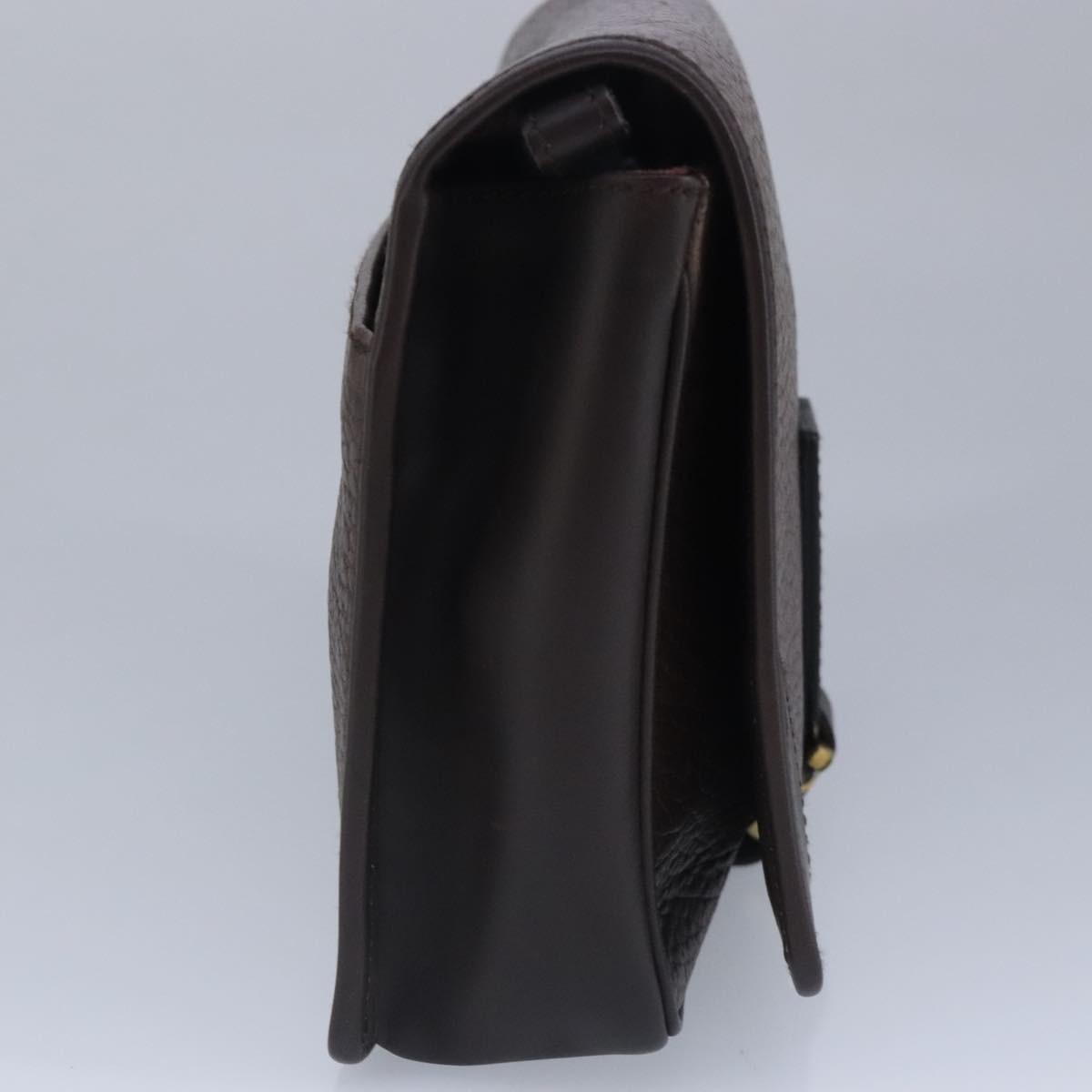 Salvatore Ferragamo Gancini Pouch Leather, BROWN, LEATHER, Clutche & pouche