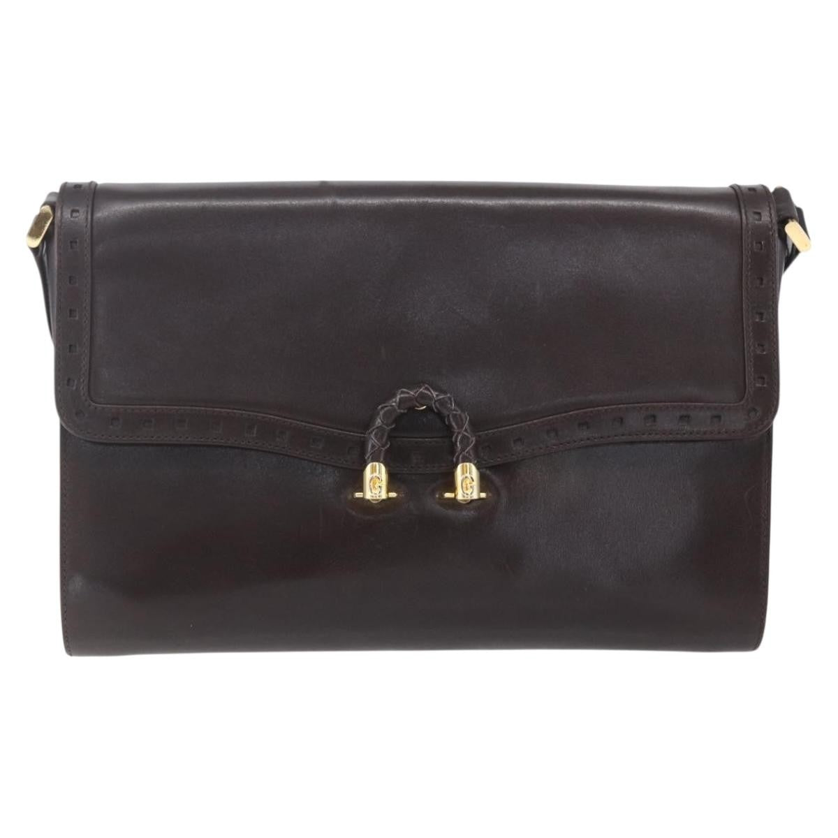 Gucci Vintage Shoulder Bag Leather, BROWN, LEATHER, Shoulder bag