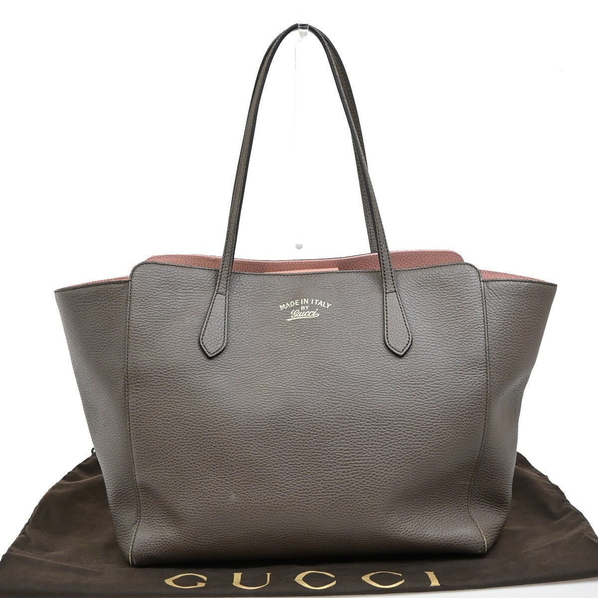 Gucci Swing Tote Leather, GRAY, LEATHER, Shoulder bag