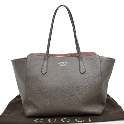 Gucci Swing Tote Leather, GRAY, LEATHER, Shoulder bag