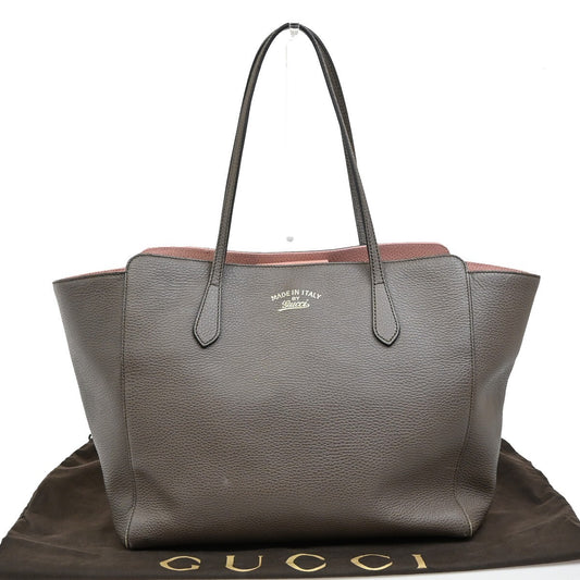 Gucci Swing Tote Leather, GRAY, LEATHER, Shoulder bag