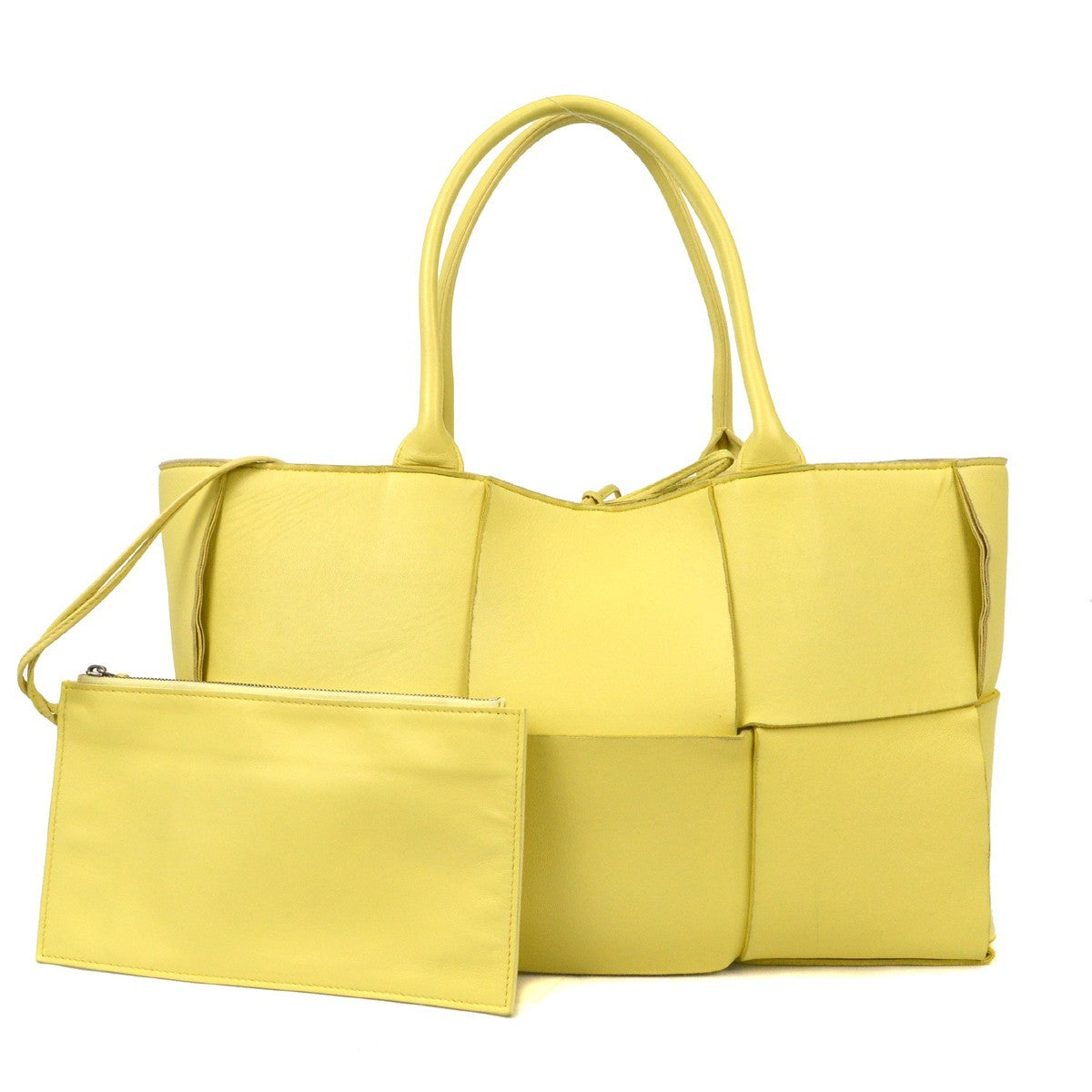 Bottega Veneta Arco Tote Maxi Intrecciato Leather, YELLOW, LEATHER, Tote bag