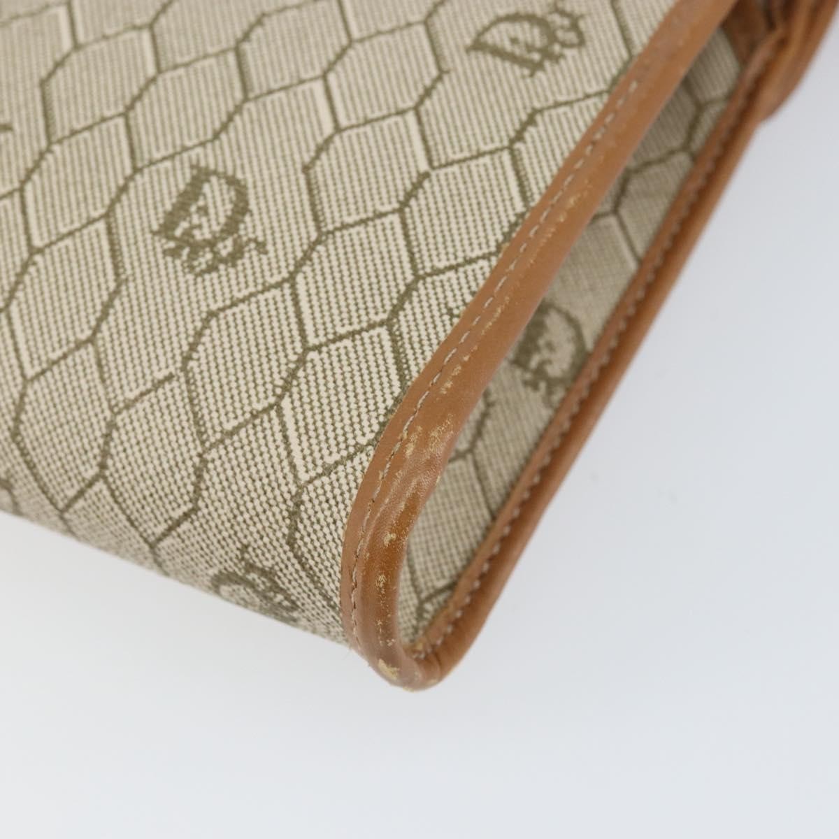 Christian Dior Vintage Honeycomb chain Canvas, BEIGE, CANVAS, Shoulder bag
