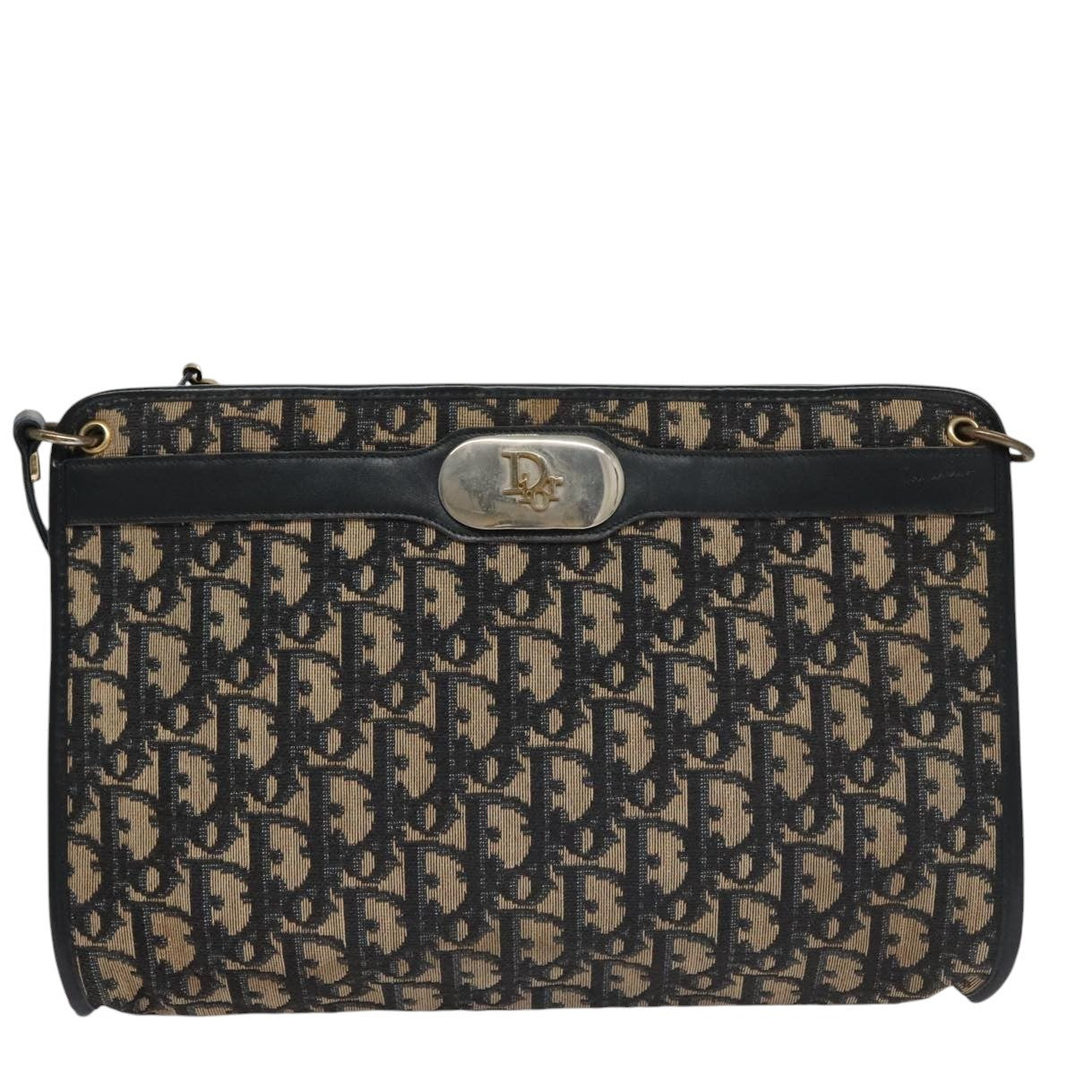 Christian Dior Vintage Trotter Shoulder Bag Canvas, NAVY, CANVAS, Shoulder bag