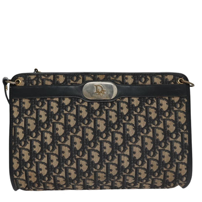 Christian Dior Vintage Trotter Shoulder Bag Canvas, NAVY, CANVAS, Shoulder bag