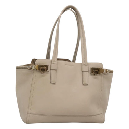 Salvatore Ferragamo Gancini Tote Leather, BEIGE, LEATHER, Tote bag