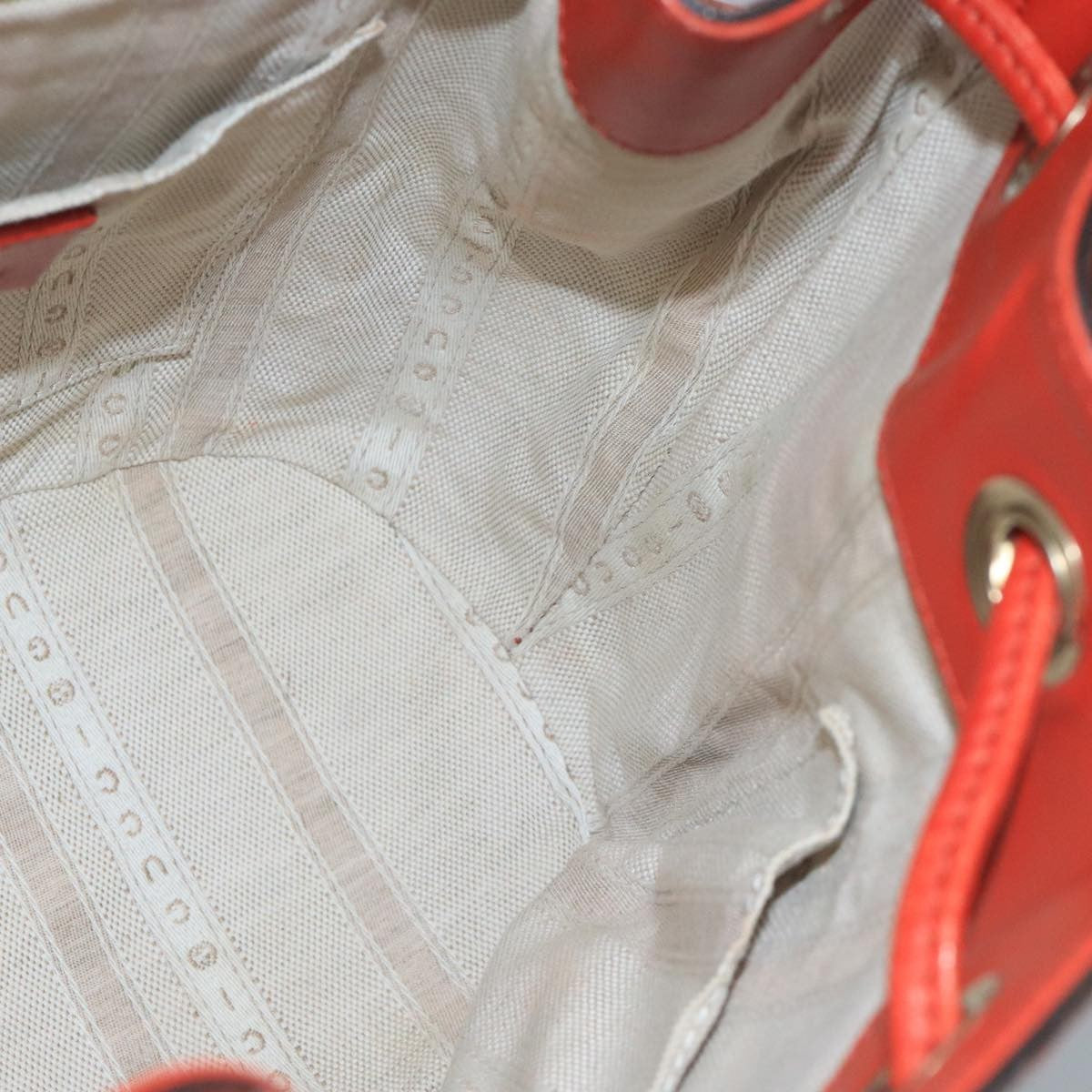 Gucci Bright Bucket Bag Diamante Leather, ORANGE, LEATHER, Handbag