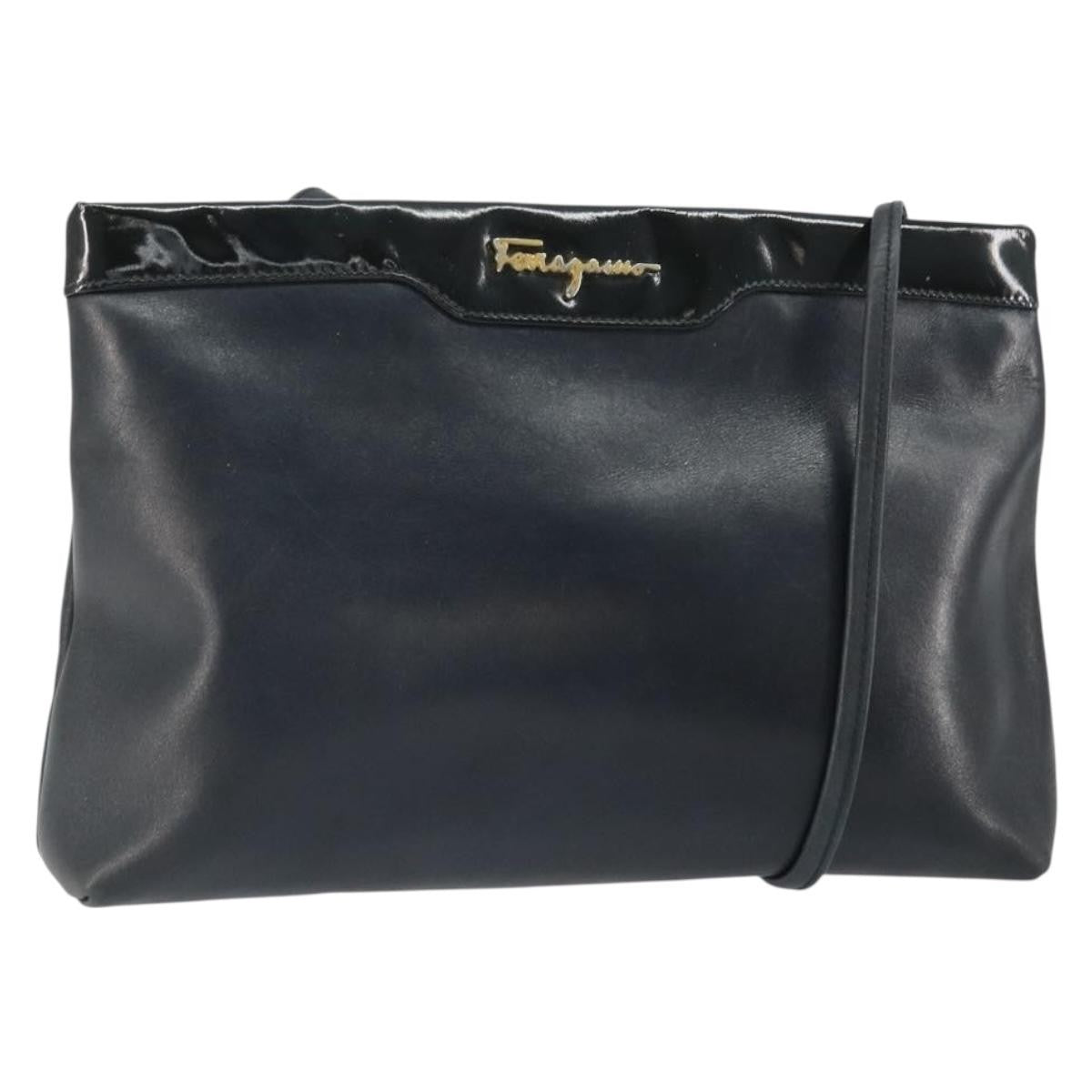 Salvatore Ferragamo Vintage Shoulder Bag Leather, BLACK, LEATHER, Shoulder bag