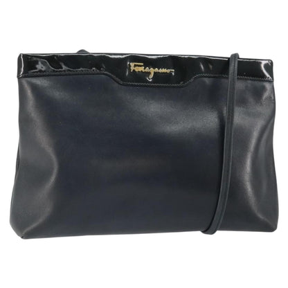 Salvatore Ferragamo Vintage Shoulder Bag Leather, BLACK, LEATHER, Shoulder bag