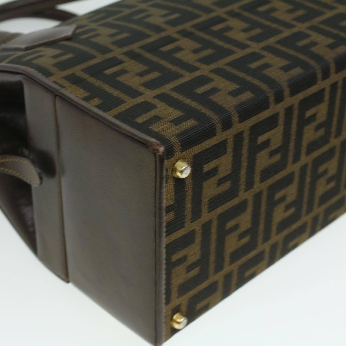 Fendi Vintage Top Handle Lock Box Bag Zucca Canvas, BROWN, CANVAS, Handbag