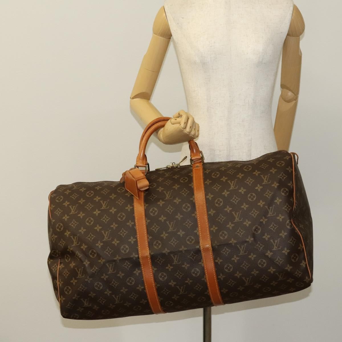 Louis Vuitton Keepall Bag Monogram Canvas, BROWN, CANVAS, Travel bag