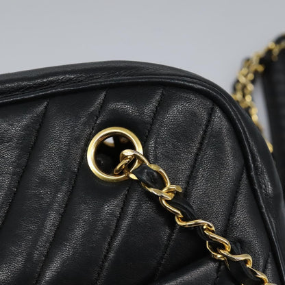Chanel V Stitch Leather, BLACK, LEATHER, Handbag