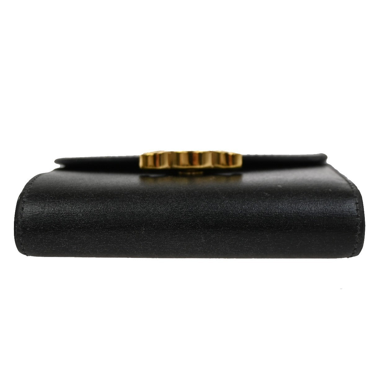 Celine Triomphe Trifold Wallet Leather, BLACK, LEATHER, Wallets