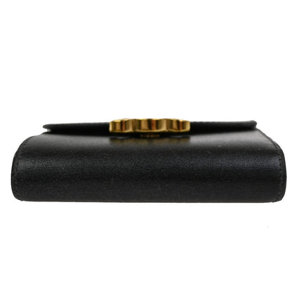 Celine Triomphe Trifold Wallet Leather, BLACK, LEATHER, Wallets