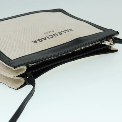 Balenciaga Navy Pochette Canvas and Leather, WHITE, CANVAS, Shoulder bag