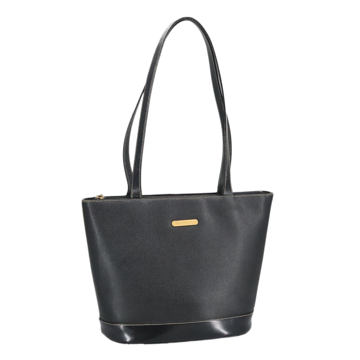 Burberry Handle Tote Leather, BLACK, LEATHER, Tote bag