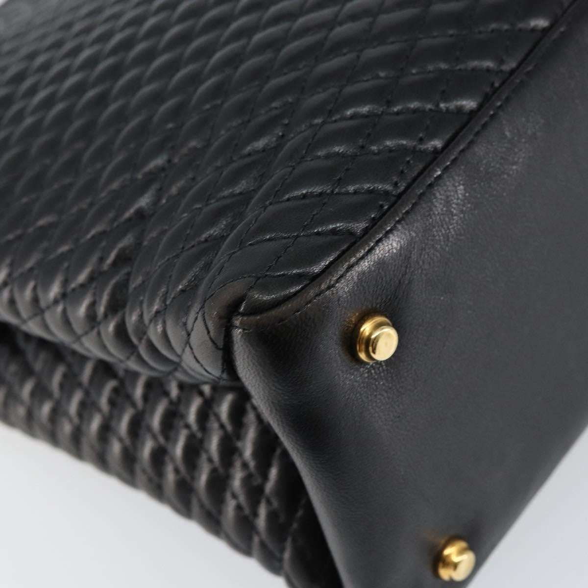 Bally Vintage Handbag Quilted Leather, BLACK, LEATHER, Handbag