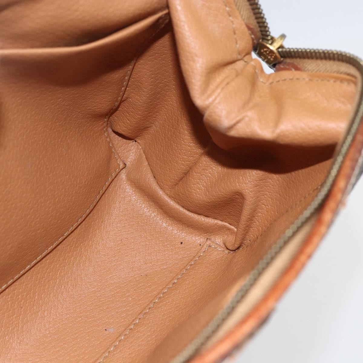 Celine Macadam Pochette Canvas and Leather, BROWN, CANVAS, Clutche & pouche