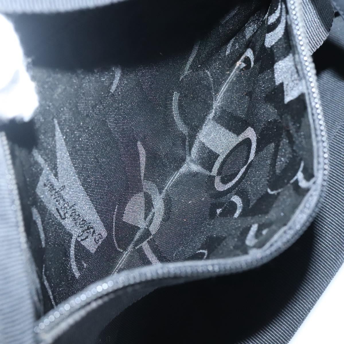 Salvatore Ferragamo Vala Shoulder Bag Canvas, BLACK, CANVAS, Shoulder bag