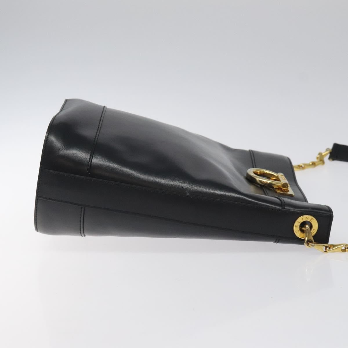 Celine Shoulder Bag Leather, BLACK, LEATHER, Shoulder bag