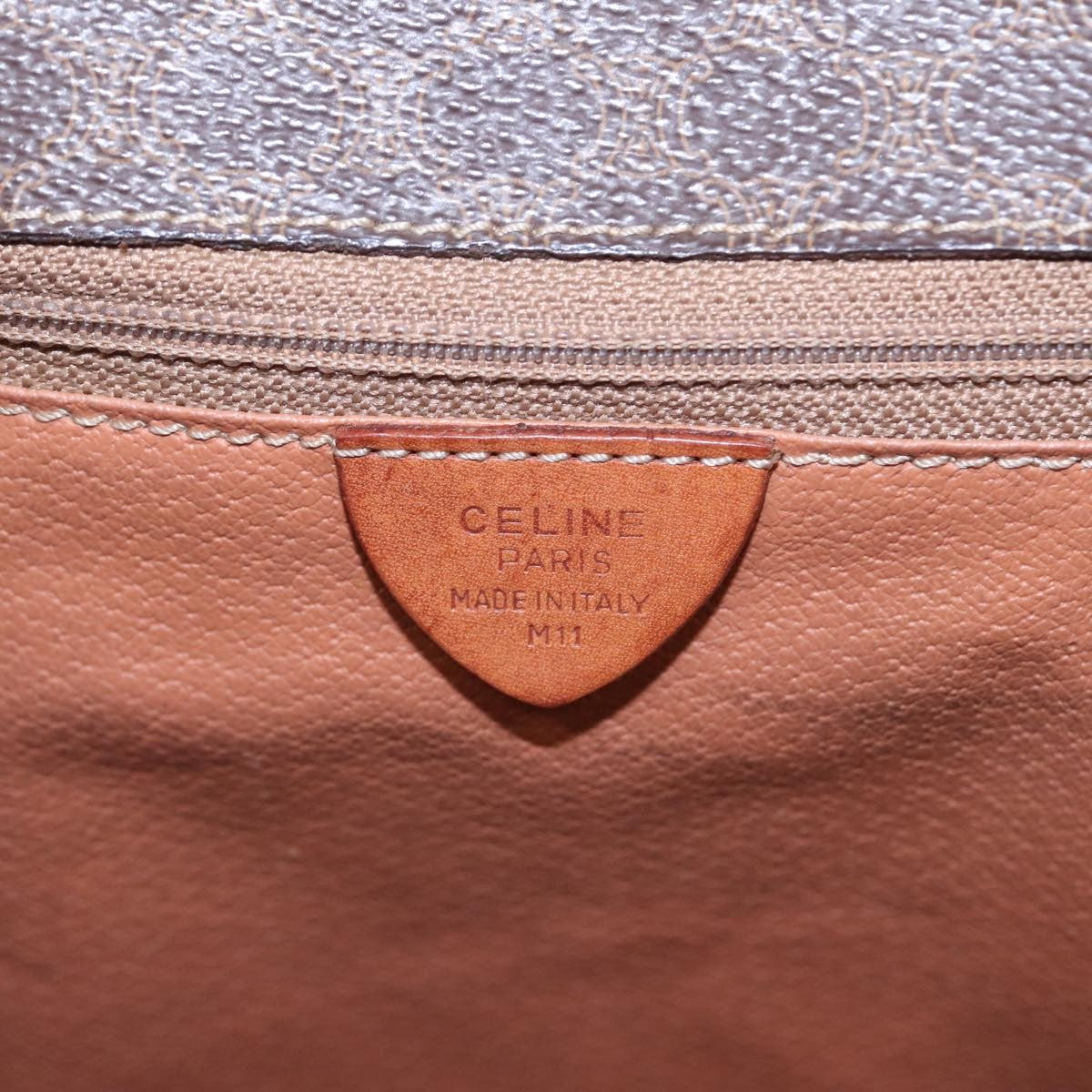 Celine Vintage Macadam Circle Logo Shoulder Bag Canvas and Leather, BROWN, CANVAS, Shoulder bag