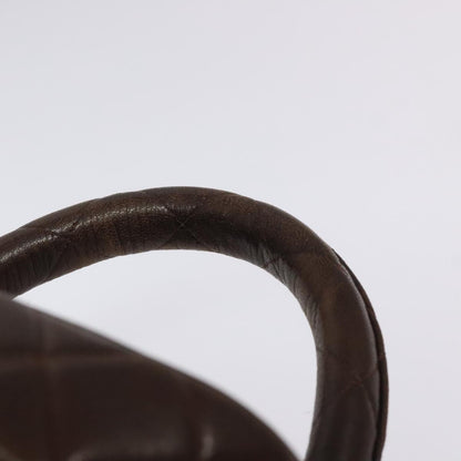 Chanel Vanity pouch Leather, BROWN, LEATHER, Toiletry Case