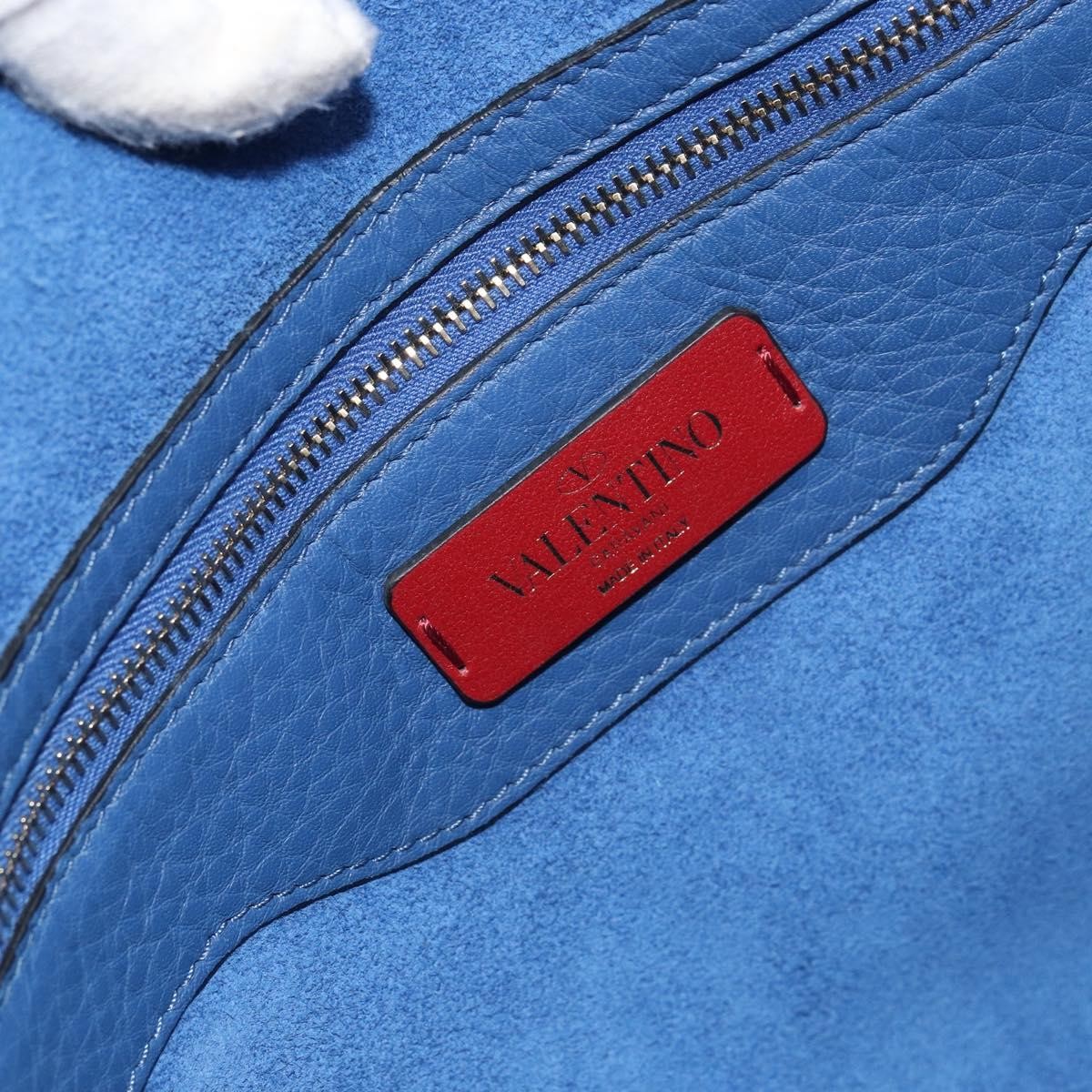 Valentino Garavani Rockstud Shopper Tote Leather, BLUE, LEATHER, Tote bag