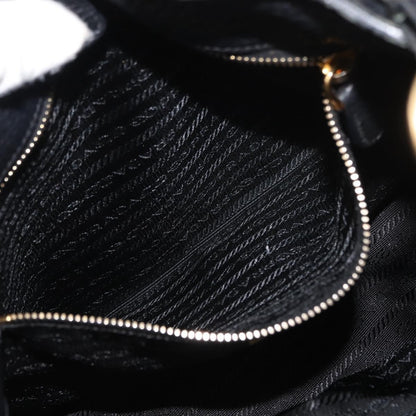 Prada Side Pocket Hobo Vitello Daino, BLACK, LEATHER, Shoulder bag