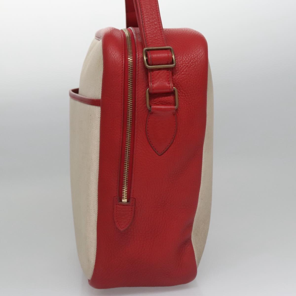 Hermes Victoria Messenger Bag Toile with Leather, BEIGE, CANVAS, Crossbody bag