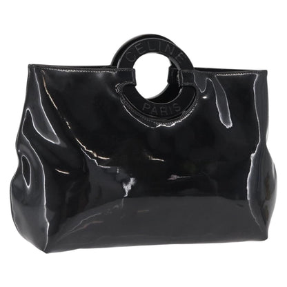 Celine Circle Logo Handbag Patent Leather, BLACK, PATENT_LEATHER, Handbag