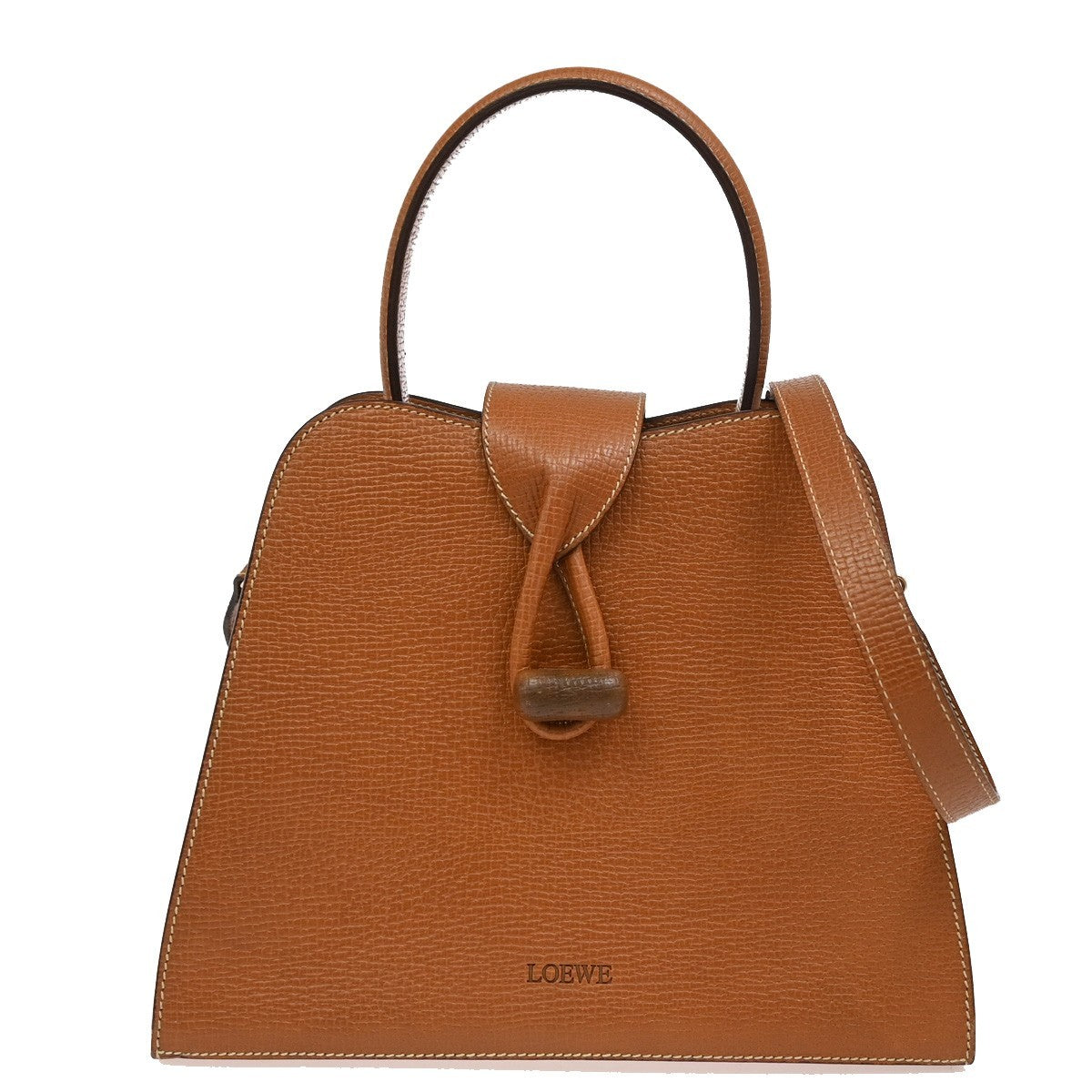 Loewe Turn Lock Leather, BROWN, LEATHER, Handbag