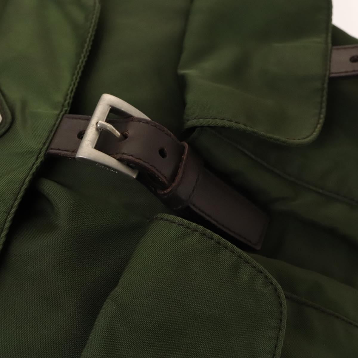 Prada Vela Double Front Pocket Backpack Tessuto with Saffiano Leather, KHAKI, NYLON, Backpack