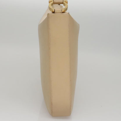 Salvatore Ferragamo Gancini Shoulder Bag Leather, BEIGE, LEATHER, Shoulder bag