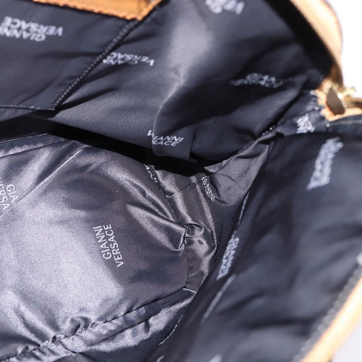 Versace Vintage Sun Zip Satchel Embossed Leather, BEIGE, LEATHER, Handbag